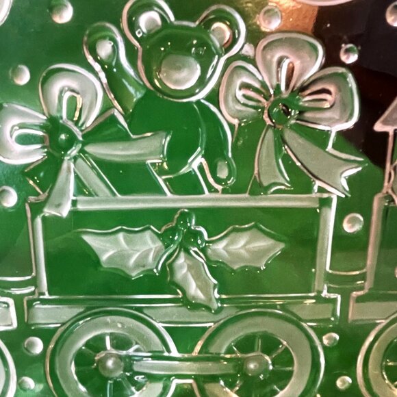 Vintage North Pole Express Glass Tray Santa Train Christmas 13” Serving Platter - Picture 10 of 12